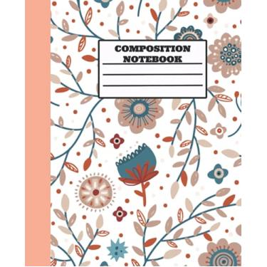Imagem de Bohemian flowers pattern Composition Notebook College Ruled: Hygge boho flowers Composition Notebook College Ruled, winter themed Composition Book, 7.5x9.25 College Ruled Pages