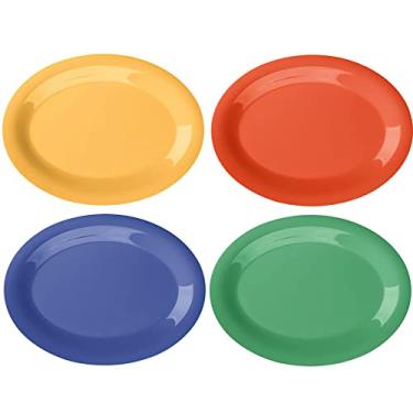 Imagem de G.E.T. OP-120-MIX Prato oval de melamina para servir/jantar, 30,5 x 23 cm, sortido (conjunto de 12)