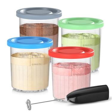 Imagem de Omnikit substituição de recipientes de cerveja para canecas e tampas ninja creami deluxe - 4 pacotes, copos xl de 24 onças compatíveis com a sorveteira ninja creami 11 em 1 nc500 série nc501