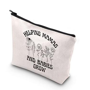 Imagem de WCGXKO Bolsa de maquiagem com zíper IBCLC para consultoria de lactação para ajudar mães e bebês a crescerem, Bebês crescem, Zíper