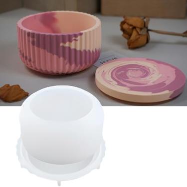 Imagem de Molde de silicone em forma de copo com tampa, molde de resina de tigela de armazenamento feito à mão, vaso de flores de concreto, anéis de cimento fundido de gesso faça você mesmo, molde de caixa de