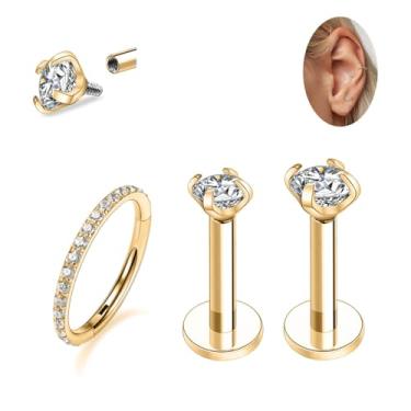 Imagem de AROWRO Conch Piercing Jewelry Labret Studs 16 g Argolas de nariz G23 Titânio Labret Joia Brincos de calibre 16 Anel de septo Monroe Joia Daith Brinco Cartilagem Torre Orelha Lobo Lábio Tragus Piercing
