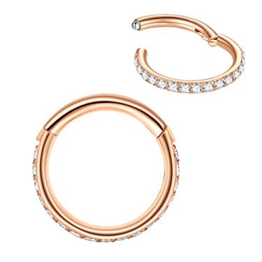 Imagem de LOVEBODYJEWELRY Piercing de nariz sem costura de aço cirúrgico 316L, argola de cartilagem prata/ouro/ouro rosa/preto 16G 18G 20G 6mm-12mm CZ Helix Rook Tragus Lobe Body Pierecing Joias Segmento Clicker Lip Rings Brincos Rook, Zircônia cúbica, zircônia, metal, aço, Zircônia cúbica