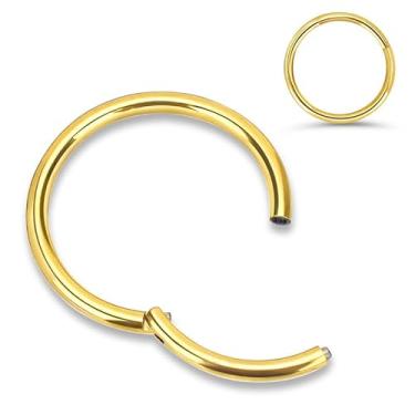 Imagem de Anéis de nariz articulados de aço cirúrgico 316l argola 20G 18G 16G diâmetro da argola de nariz 6 mm 7 mm 8 mm 9 mm 10 mm 12 mm anel de septo cartilagem brincos hélice tragus conch daith Rook piercing de nariz joias dourado-prata-preto, Aço inoxidável, Sem pedras preciosas