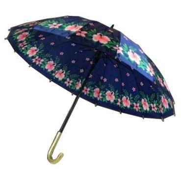 Imagem de Guarda Chuva Sombrinha Automática Estampada Cabo Dourado - ELITE