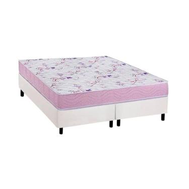 Imagem de Conjunto Box Queen: Colchão Espuma Ortobom D33 Physical Hiper Resistente 17 + Base Crc Courano White (158x198)