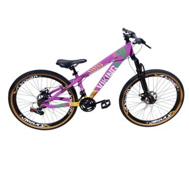 Imagem de Bicicleta 26 VikingX T25 24v Freeride Freio Disco Suspensão 80mm Pneu Slick Fino Fx Amarela1.50-Unissex