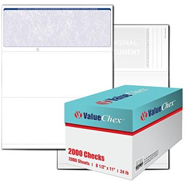Imagem de VersaCheck Papel quadriculado ValueChex em branco – Formulário #1000 Cheque Business Voucher na parte superior – Azul – Clássico – 2000 folhas/2000 cheques