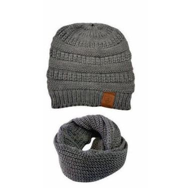 Imagem de Touca Gorro De Lã Feminina Com Furo Para Rabo De Cavalo E Cachecol Fem