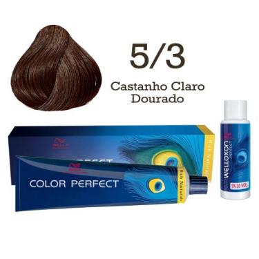 Imagem de Coloração Color Perfect 5.3 Castanho Claro Dourado Emulsão Oxi 30 Well
