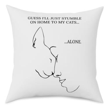 Imagem de QIBAJIU Capa de almofada com letras de músicas, presentes para amantes de música, capa de almofada de gato, presente inspirado em álbum para fãs de música Músico, fronha decorativa macia, decoração de