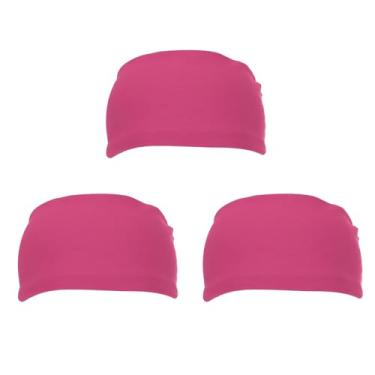 Imagem de PATIKIL Bandanas esportivas masculinas 17,78 cm x 10,16 cm, 3 faixas de suor para corrida, absorção de suor, para mulheres, treino, basquete, ioga, academia, rosa vermelha