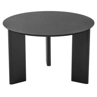 Imagem de Mesa de Centro Redonda Orgânica Chanfrada Artesano 60 cm (Larg) MDP Nero (Preto) Pés Madeira Maciça