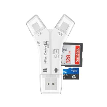 Imagem de Leitor de cartão SD/micro SD 4 em 1 USB 3.0 para iPhone, iPad, Android, Mac, computador, câmera, visualizador de câmera de trilha, adaptador de leitor de cartão de memória portátil para iPhone iPad
