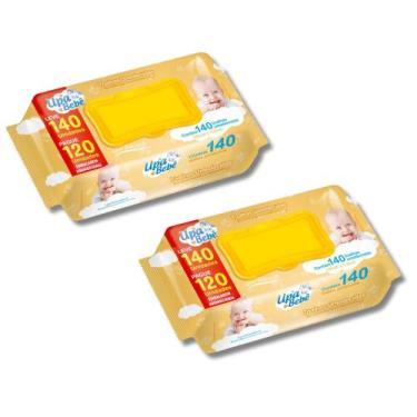 Imagem de Kit 280 Lenços Umedecidos Upa Bebê Sem Álcool 2 Pacotes de 140 Unidade