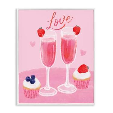 Imagem de Stupell Industries Design de arte de parede giclée emoldurado branco champanhe gêmeo dos namorados por Be Ni La, 61 x 76