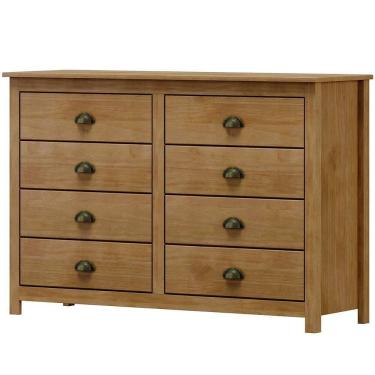 Imagem de Comoda 8 Gavetas Madeira Maciça 125 Cm 9102 Freijo Milani Store