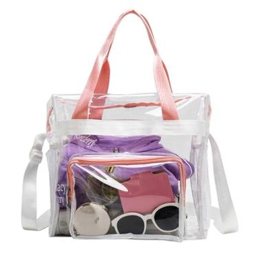 Imagem de Bolsa de ombro transparente à prova d 'água para mulheres Bolsa de bolsa simples de grande capacidade Bolsa de mergulho ao ar livre (Rosa)