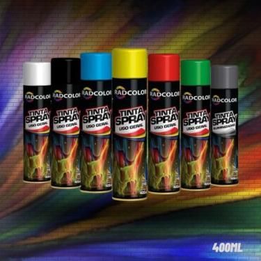 Imagem de Tinta Spray Preto Brilhante Uso Geral Radcolor 400ml RC2101