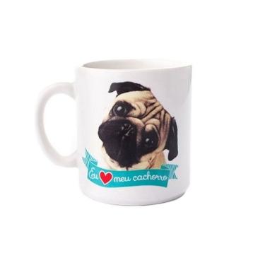 Imagem de Caneca Porcelana Eu Amo Meu Cachorro Pug 270ml