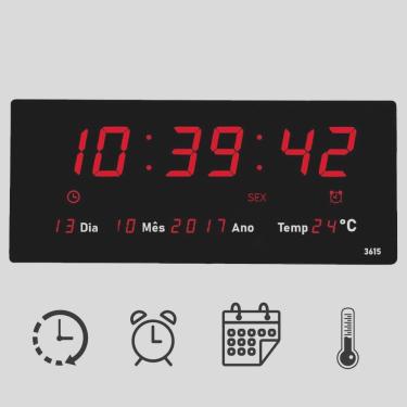 Imagem de Relógio Parede Digital Led Alarme Calendário Para Academia