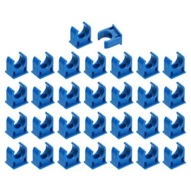 Imagem de uxcell 30 peças de grampos de tubo de água de PVC, fivelas de mangueira de tubulação em forma de U, suporte de tubo de irrigação para diâmetro externo de 16 mm para bandejas de TV, tubulação, tubo de