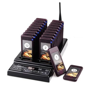 Imagem de 20 Campainhas de Pager de Pager para Convidados 433,92 MHz 999 Canais 20 Receptores, de Pager para Restaurante Food Truck Coffee Shop Office (preto) (US)