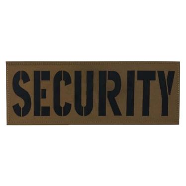 Imagem de uuKen Patch de segurança grande com corte a laser refletivo 28 x 10 cm com gancho e laço para o departamento de segurança, colete tático, placa de transporte airsoft bolsas (RF coiote tan, GG 28 x 10