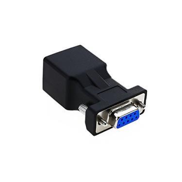 Imagem de LFHUKEJI Adaptador de extensão RJ45 para RS232, DB9 de 9 pinos fêmea para RJ45 fêmea Cat5e/6 Ethernet LAN Extend Adapter