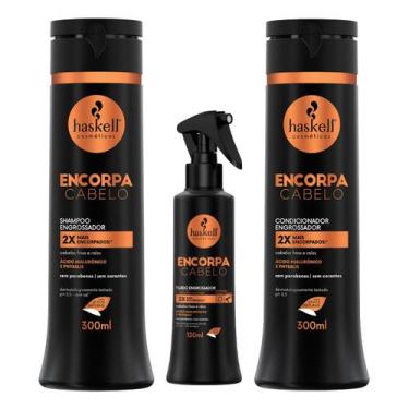 Imagem de Kit Encorpa Cabelo Haskell Shampoo e Condicionador 300ml + Fluido Engr