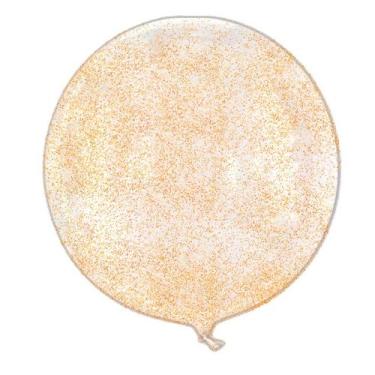 Imagem de Balão Bubble Transparente com Glitter Laranja - 18" 45cm - 1 unidade -