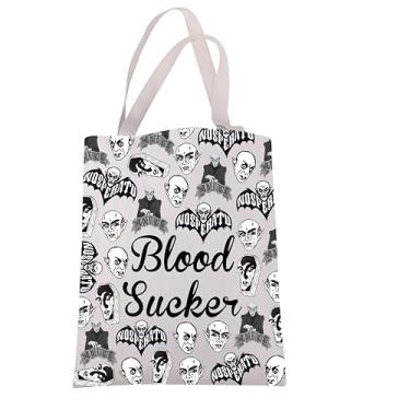 Imagem de JXGZSO Sacola inspirada em filmes de terror e vampiros, presente para amantes de filmes de terror sugador de sangue, presente de filme gótico, Bolsa tote Blood Sucker, Large