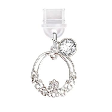 Imagem de ELISE & FONDA TP550 Tipo-C Porta de Carregamento Antipoeira Plug Symple Estilo Little Garland Pingente de Celular para iPhone 15/16/Samsung/OnePlus/Xiaomi/Oppo telefones Android (Prata), approx. 2.4