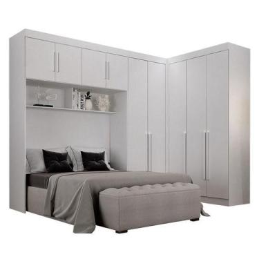 Imagem de Quarto de Casal Modulado 9 Portas Orion Branco  Leifer Móveis