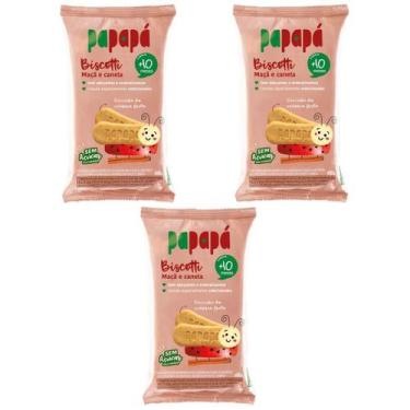 Imagem de Kit 3 Biscoitos Infantil Papapá Biscotti maçã e canela 180g