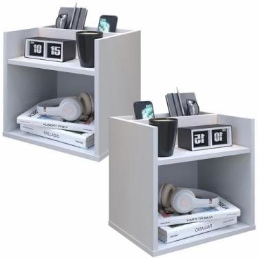 Imagem de Kit 2 Mesa de Cabeceira Mini Cômoda Mesinha Lateral Cama Quarto Nicho 