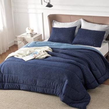 Imagem de Conjunto de edredom Bedsure Queen Size Cooling/Warm em azul marinho