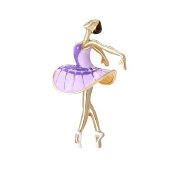 Imagem de Broche de bailarina para mulheres banhado a ouro delicado colorido esmaltado lapela broche suéter xale cachecóis vestido terno crachá roupas mochila jaqueta dançarina amante acessórios joias, 2.1