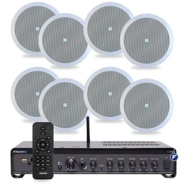 Imagem de Kit Som Ambiente Bluetooth Jbl 8 Arandelas de Embutir Teto Conexão Com