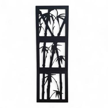 Imagem de Placa Decorativa Bambu Silhueta Prosperidade Mdf Cor Preto 19cm