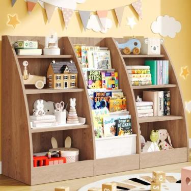 Imagem de Estante infantil FFBCFDK Prateleira de livros de 4 camadas com armazen