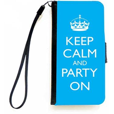Imagem de Rikki Knight Keep Calm and Party on - Capa carteira flip azul céu com aba magnética para Apple iPhone 5c