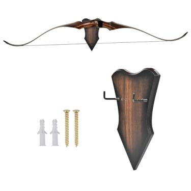 Imagem de SPG Suporte de parede com arco para tiro com arco - Suporte de exibição de arco horizontal ajustável para arco recurvo composto arco longo economia de espaço comporta até 5,9 kg (pequeno)