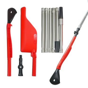 Imagem de TUDUD Ferramentas de limpeza de calhas colher de calha com haste de extensão ajustável e 6 peças de mastros de extensão de alumínio para remover folhas e detritos