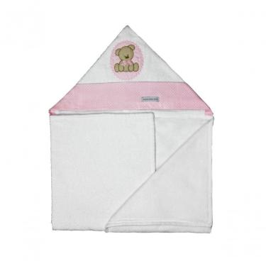 Imagem de Toalha De Banho Aveludada Urso Bolacha Rosa