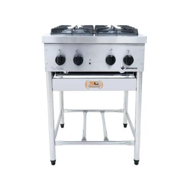 Imagem de Fogão A Gás Profissional Don Bidone Inox Com Cavalete 4 Bocas Fdb4p - Venâncio