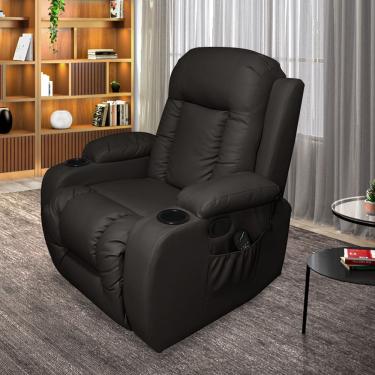 Imagem de Poltrona Do Papai Reclinável Sala De Cinema Austin Balanço Giratória Pu Marrom G31 - Gran Belo