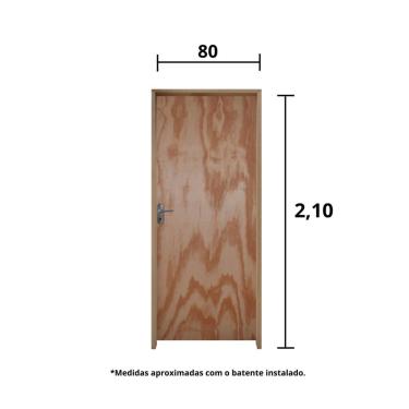 Imagem de Kit Porta De Madeira 210X80Cm Batente 14Cm Fechadura Alavanca Comum Interna Mescla