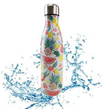 Imagem de Garrafa Termica Estampa Frutas Flores 500ml Inox Floral Florido Colorido Trabalho Dia A Dia Academia