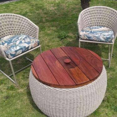 Imagem de Conjunto De Poltronas Em Corda Náutica Jasmin 2 Poltronas + Mesa Com Champanheira Palmares Petróleo